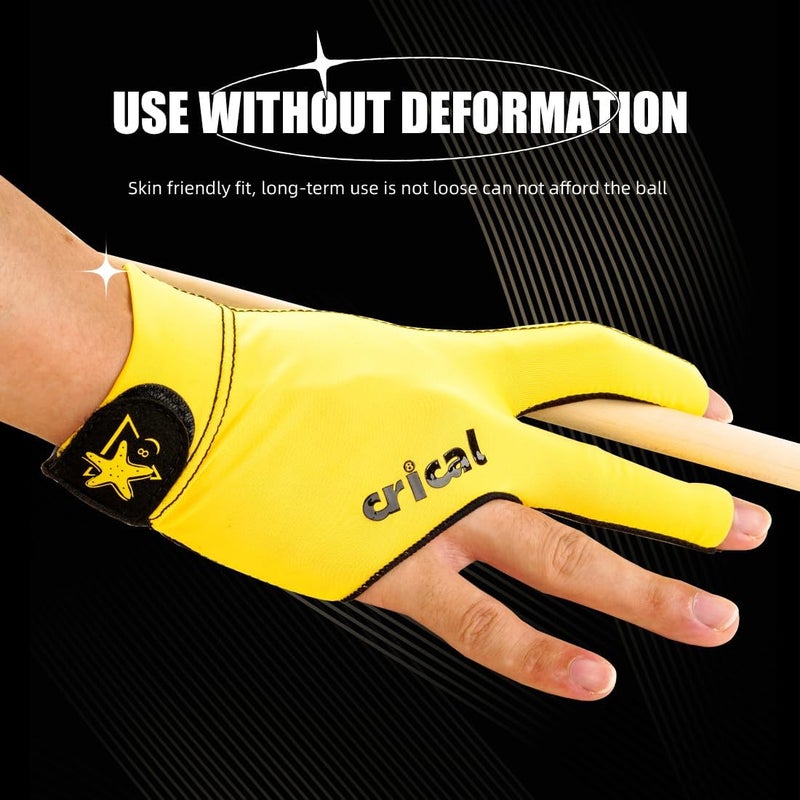 CRICAL Professional Billiard Glove for Pool, 3-Finger Design with Thick Lycra & Non-Slip Grip for Men and Women, Billiard Cue Accessories for Improved Control and Practice - Image 3